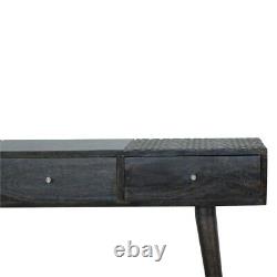 Retro Art Deco Vintage Style Ash Black Dark Wood 3 Drawer Console Hallway Table