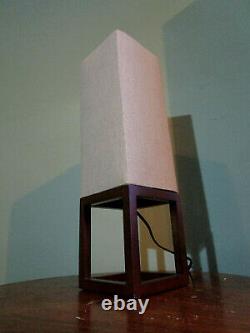 Retro Style Heals Square Fabric Lamps Wooden Base Floor Table £300 NEW