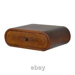 Retro Style Rounded Wall Mounted Floating Bedside Table Dark Chestnut Colour