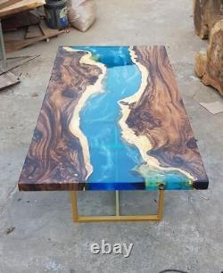 River Epoxy Resin Center Sofa Coffee & Dining Table Top Handmade Modern Art Deco