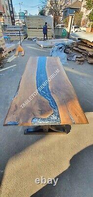 River Style Epoxy Resin Acacia Wood Dinning Table Top Epoxy Sofa Table