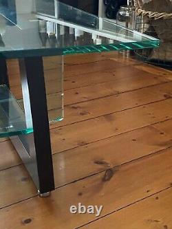 Roche Bobois Glass Coffee Table With Wood Inserts Excellent Condition