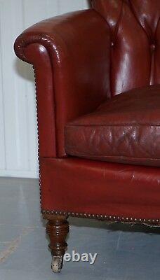 Rod Stewart Essex Home Howard & Son's Victorian Blood Red Leather Armchairs