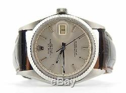 Rolex Datejust Men Stainless Steel 18K White Gold Watch Brown Silver Dial 1601