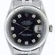 Rolex Datejust Mens Stainless Steel Watch Jubilee With Black Diamond Dial 1601
