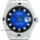 Rolex Mens Datejust 18k White Gold & Stainless Steel Blue Vignette Diamond Watch