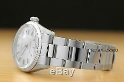 Rolex Mens Datejust Stainless Steel Watch + Rolex 18k White Gold Bezel