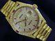 Rolex Mens Day-date President Solid 18k Yellow Gold Watch Quickset Pave Diamond
