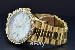 Rolex Watch President Day-Date 18K Yellow Gold Custom Diamond Watch Bezel 36mm