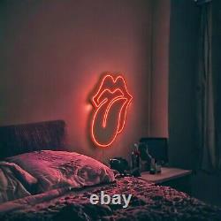 Rolling Stones Neon Wall Decor Tongue Red Led Light Music Art Red Lips Led Neon