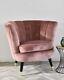 Rose Pink Velvet Scallop Shell Back Tub Chair Armchair Upholstered Chairs Bedroo