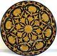 Round Black Coffee Table Top Inlaid With Unique Pattern Living Room Side Table