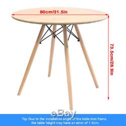 Round Dining Table And 4 Chairs Set Cafe Kitchen Living Room Office 80cm WoodLeg