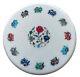 Round Marble Coffee Table Top Inlaid With Multicolor Gemstone Breakfast Table