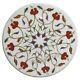 Round Marble Coffee Table Top Marquetry Art Sofa Side Table For Home 16 Inches