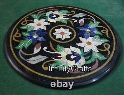 Round Marble Coffee Table Top Marquetry Art Sofa Side Table for Home 18 Inches