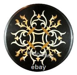 Round Marble Coffee Table Top Pietra Dura Art Sofa Side Table for Hotel 13 Inch