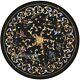 Round Marble Dining Table Top Semi Precious Stone Inlaid Corner Table 36 Inches