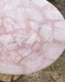 Round Rose Quartz Coffee Counter Desk Table Rose Quartz's Graceful New Home Dec