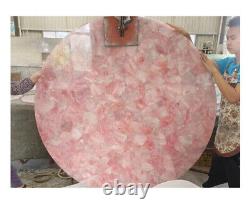 Round Rose Quartz Sofa Coffee Table & Cafeteria Garden Table Crystal Healing Dec