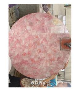 Round Rose Quartz Sofa Coffee Table & Cafeteria Garden Table Crystal Healing Dec