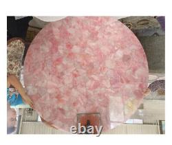 Round Rose Quartz Sofa Coffee Table & Cafeteria Garden Table Crystal Healing Dec