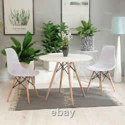 Round Table + 4 Chairs Lounge Living Room Bar Cafe Dining Room White Retro Style