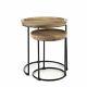 Round Solid Wood Nest Of 2 Tables Side End Lamp Table