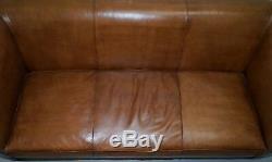 Rrp £14,000 Ralph Lauren Brompton 3 Seater Vintage Brown Heritage Leather Sofa