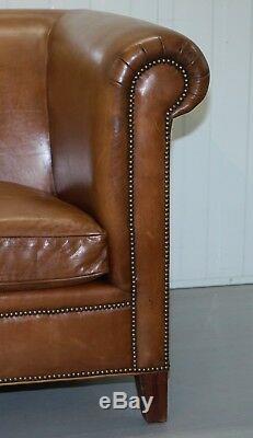 Rrp £14,000 Ralph Lauren Brompton 3 Seater Vintage Brown Heritage Leather Sofa