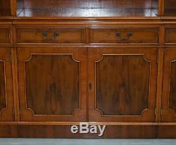 Rrp £8000 Flamed Yew Wood Bradley England Triple Bank Library Bookcase Cupboard