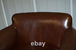 Rrp £999 John Lewis Tetrad Camford Scroll Arm Brown Leather Club Tub Armchair
