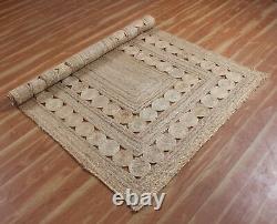 Rug 100% Natural Jute Braided Style Reversible Carpet Modern Living Rugs Gifts