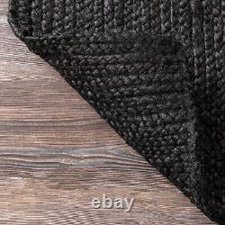 Rug Black Jute Carpet Handmade Rectangle Farmhouse Rug Home Runner Living Room