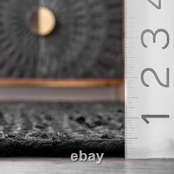 Rug Black Jute Carpet Handmade Rectangle Farmhouse Rug Home Runner Living Room