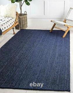 Rug Blue Jute Carpet Handmade Rectangle Farmhouse Rug Home Runner Living Room