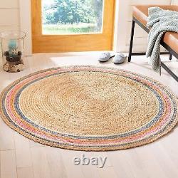 Rug Jute Round Natural 100% Farmhouse Hand Braided Area Rug Living Room