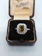 Stunning Platinum Yellow Sapphire & Diamond Art Deco Style Ring