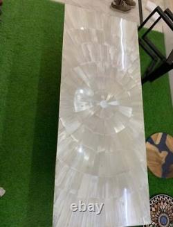 Selenite Sunburst Pattern Rectangle Tabletop Handmade Random Art Deco Furniture