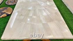 Selenite Sunburst Pattern Rectangle Tabletop Handmade Random Art Deco Furniture