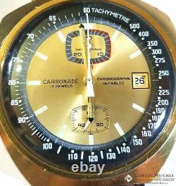 Serviced Vintage Carronade BullHead Chronograph Valjoux 7734 Gold 42.50 mm Watch