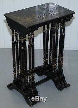 Set Of Four Georgian Circa 1800 Original Chinese Chinoiserie Nested Tables
