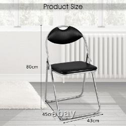 Set of 6 Folding Metal Chair Padded Kitchen Dining Seat U-shaped Guest Chair
