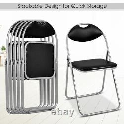 Set of 6 Folding Metal Chair Padded Kitchen Dining Seat U-shaped Guest Chair