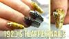 Sheer Black Gatsby Style Art Deco Nails With Bling