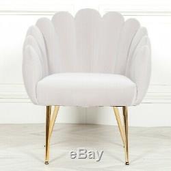 Shell Deco Light Grey Velvet Upholstered Occasional Scalloped Arm Chair Dining