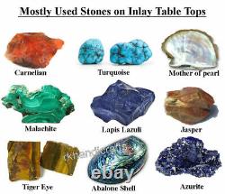 Shiny Gemstone Inlay Work Coffee Table Top From Indien Cottage Arts and Crafts