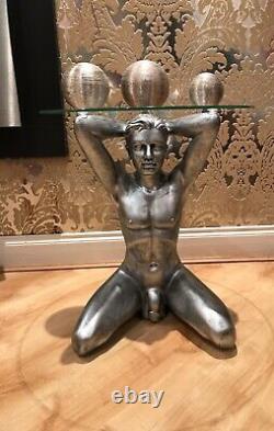 Side coffee table silver naked man