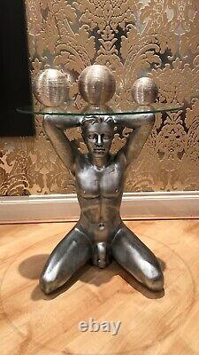 Side coffee table silver naked man