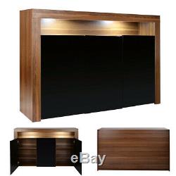 Sideboard Cabinet 3 Doors Cupboard Matt Body With High Gloss Doors + LED Light